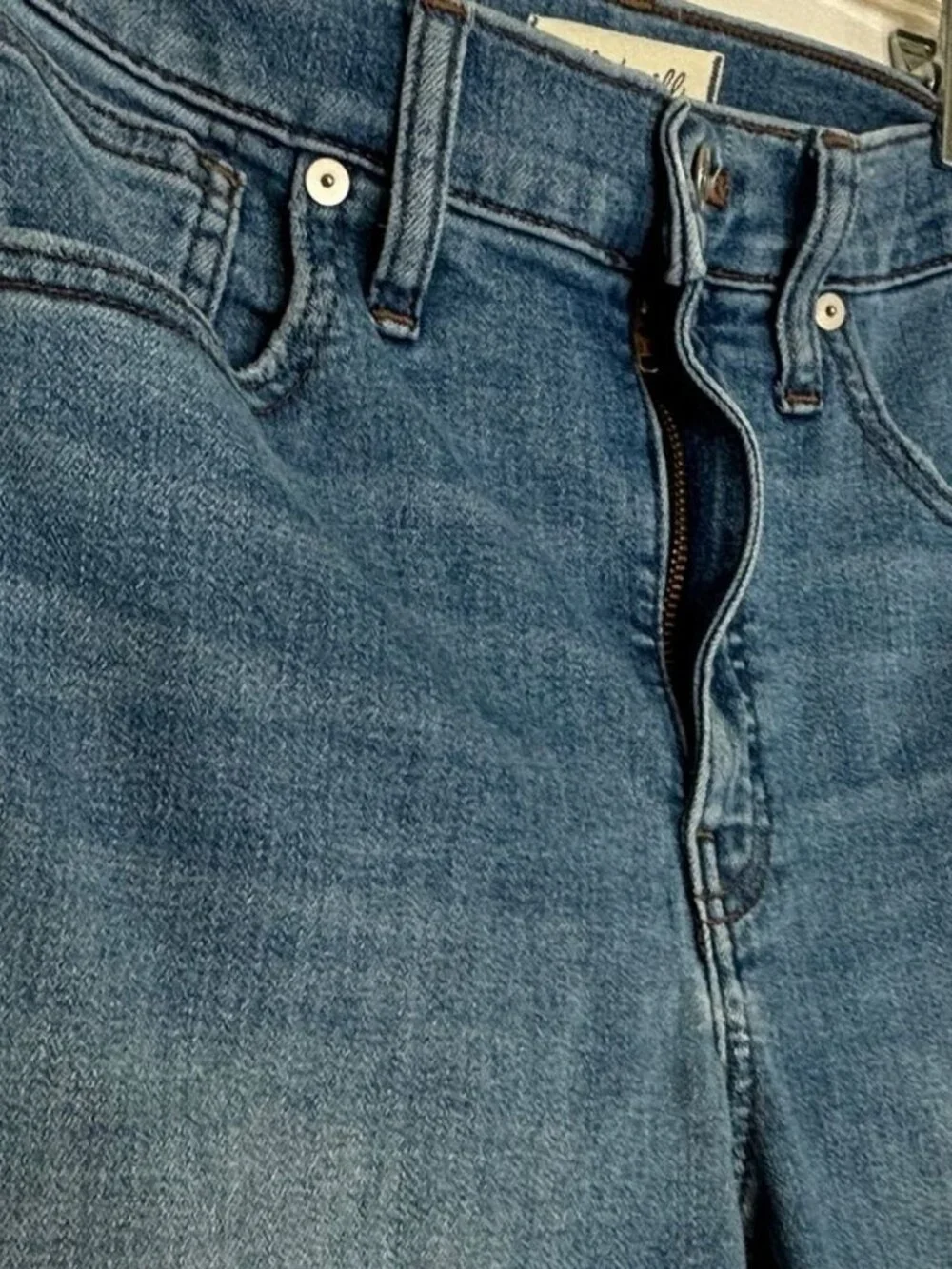 Madewell 10" High-Rise Skinny Jeans Sz 27 Raw-Hem Light Wash - Picture 8 of 10